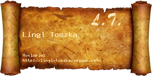 Lingl Toszka névjegykártya